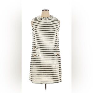 Striped Sleeveless Shift Dress in Cream and Black